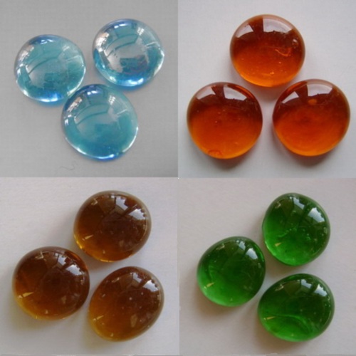 MesBilles - 250 GR Blanc Glossy 150 Billes Plates - Galet en Verre 12 mm Cailloux en Verre décoratifs